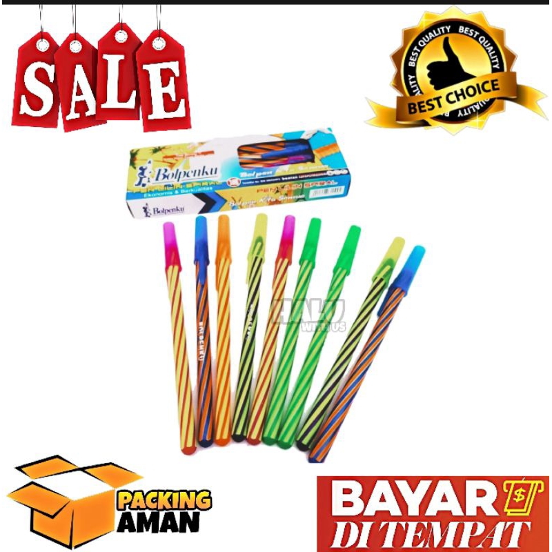 

(BISA COD) PROMO 1 Pcs Pen Pulpen Hitam Bolpen Lilin Spiral Merk Bolpenku / Alat Tulis