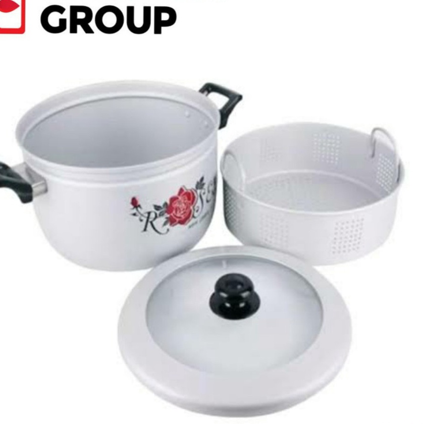KF7 Panci Kukus Maspion Pancaguna 22cm Panci Steamer 22cm Panci Tutup Kaca Panca Guna Panci Alumuniu