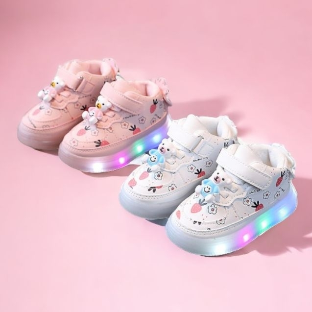 Sepatu Sneaker Anak Perempuan TK Paud Ada LED  Light Import Sepatu Fashion Anak M322