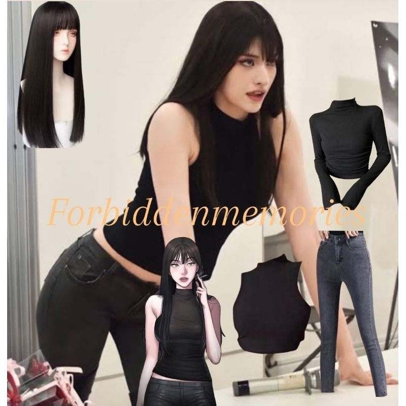 FULLSET Kang Yuna Bad Thinking Diaries Webtoon Manhwa Dengan Wig Cosplay