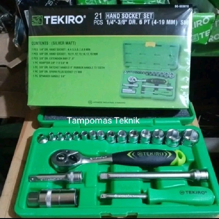 Kunci Sok Tekiro 21 pcs DR.1/4" - 1/8" Hand Socket Set Tekiro Original