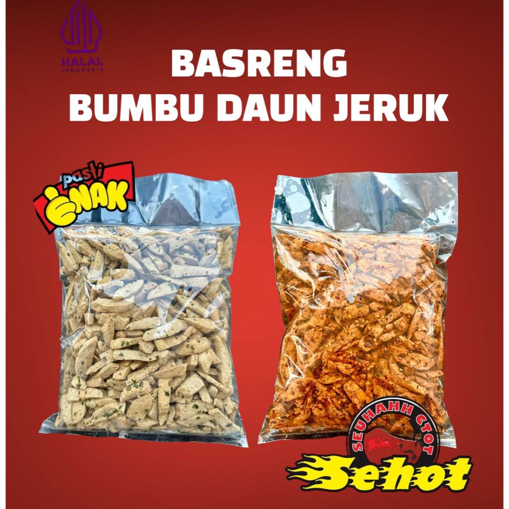 

1 KG BASRENG MIX ( 500 GR ORIGINAL, 500 GR EXTRA PEDAS ) AROMA DAUN JERUK