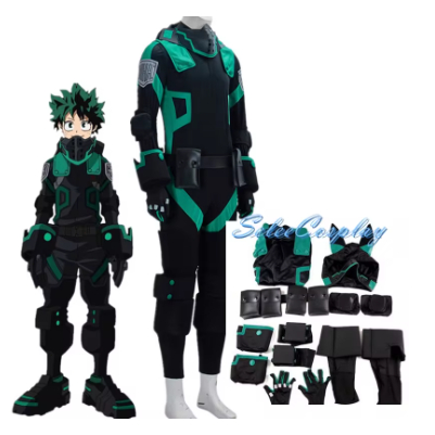 World Heroes Mission Boku No Hero Akademia Izuku Midoriya Deku Cosplay Costume Green Battle Suit