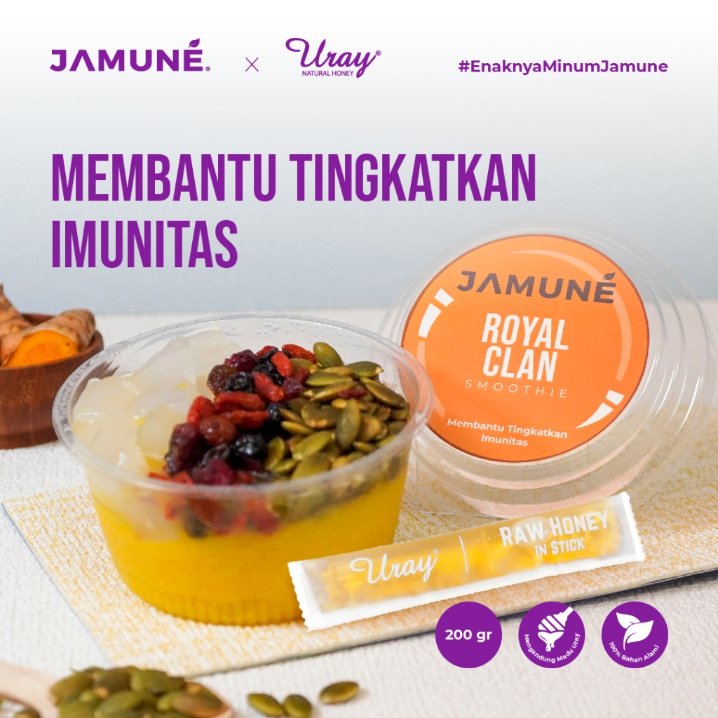 

Snack Smoothie Bowl Royal Clan 200gr X Madu Uray - Bantu Tingkankan Imunitas-Jamune