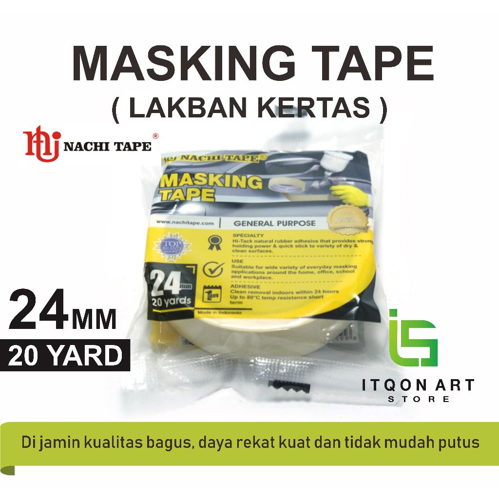 

LAKBAN KERTAS MASKING TAPE NACHI ORIGINAL 24 MM 20 YARD