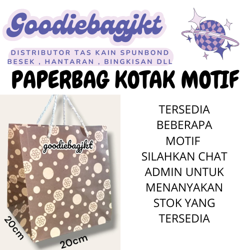 

Paper bag Kotak uk 20x20 isi 12pcs motif / paperbag motif / paperbag kertas polos / paperbag