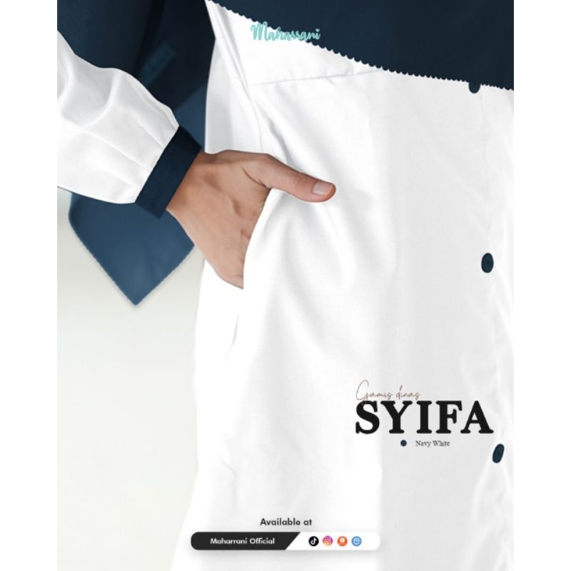 Syifa Dress White Navy by Maharani