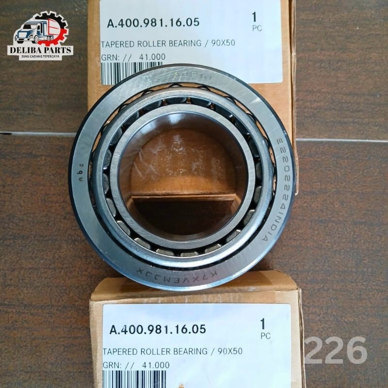 Bearing roda depan bagian luar, tapered roller bearing 90x50 Mercy Axor 1623, 2523, 2528, 4028, 4928