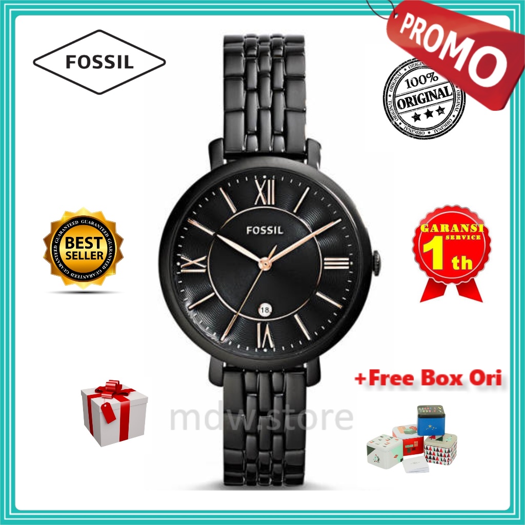 Fossil Jacqueline Black ES3614 ES 3614 Jam Tangan Wanita Original & Manual Book Garansi