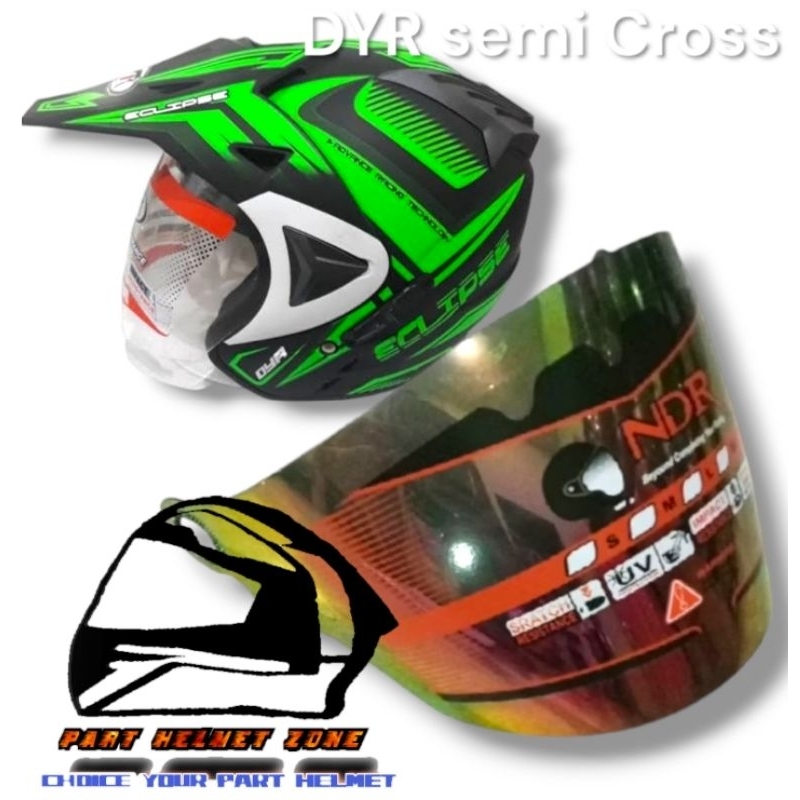(NDR-4) Kaca Helm DYR semi Cross Supermoto all varian