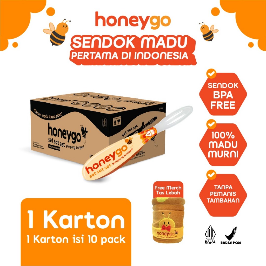 

Madu Murni dengan Sendok Honeygo Packs + Free Merchandise Tas Lebah