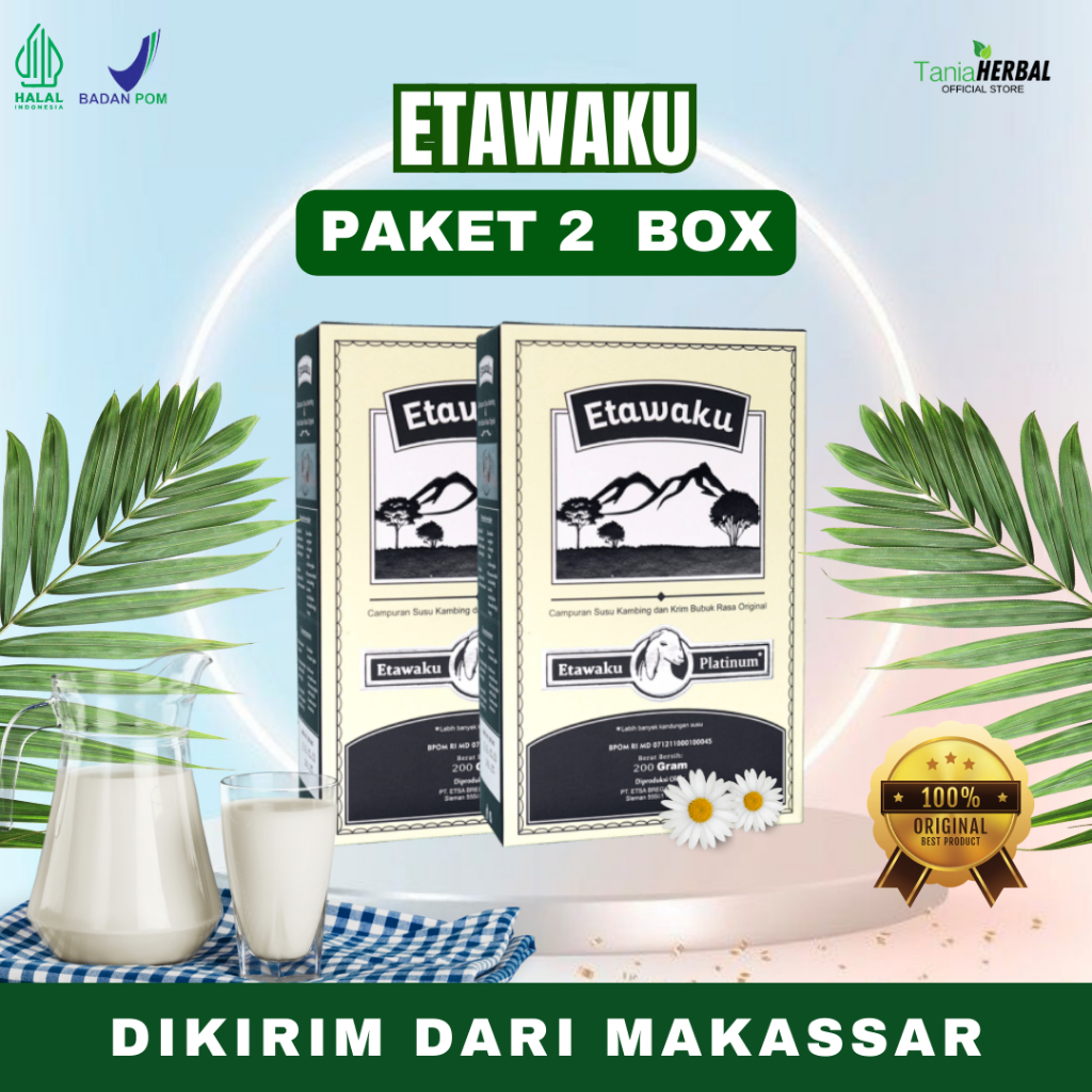 

[PAKET 2 BOX] ETAWAKU PLATINUM - Susu Kambing Etawa 100% Original Kaya Akan Kalsium & Rendah Lemak Membantu Mengatasi Permasalahan Pernapasan Dikirim Dari Makassar