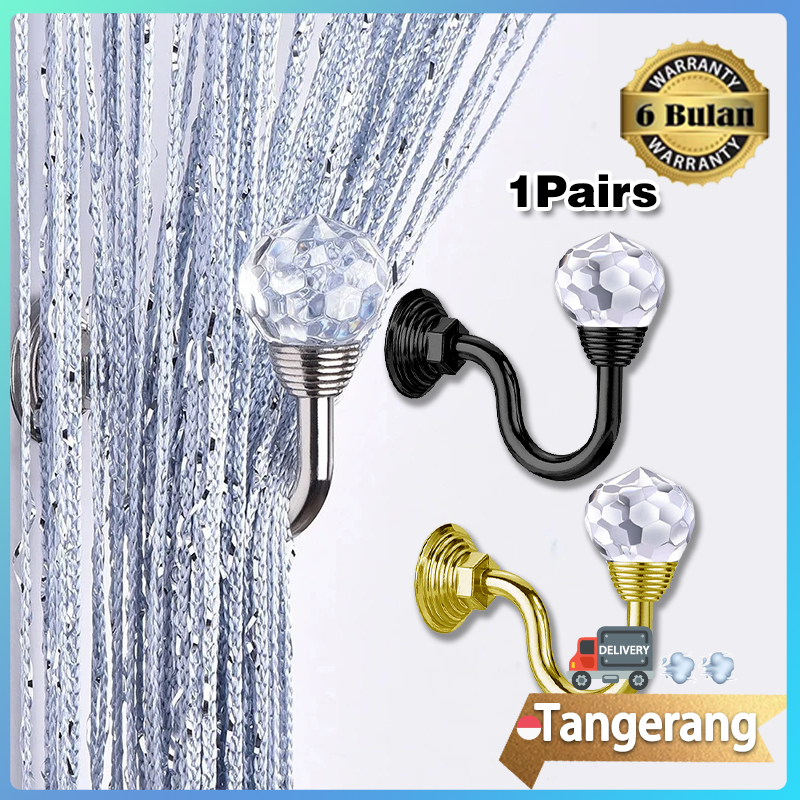 2pcs Cantolan Tali Gorden Besi Hook Kristal Gorden Kecil Bola Pengait Tali Gorden