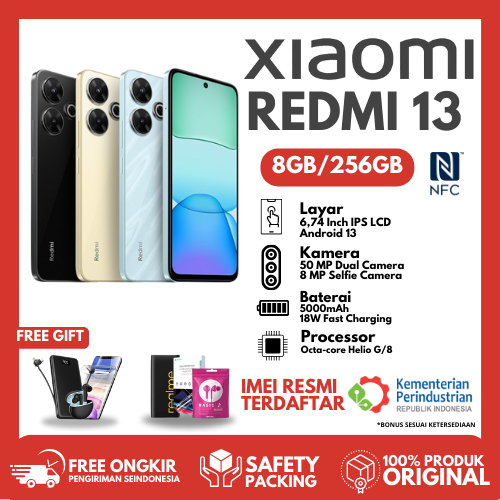 TERBARU XIAOMI REDMI 13 RAM 8/256GB GARANSI