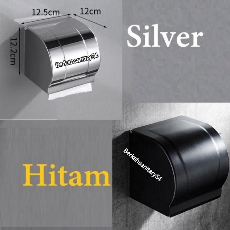 Tempat Tisu Toilet Hitam/Chrome Stainless Steel/Tempat Tisu Gulung/Tempat Tisu Wasrafel