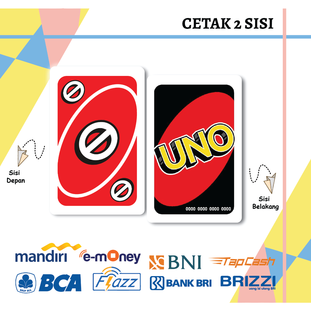 KARTU EMONEY E TOLL UNO BLOCK CARD REVERSE RED MERAH MANDIRI FLAZZ GEN 2 TAPCASH BRIZZI - 2 SISI