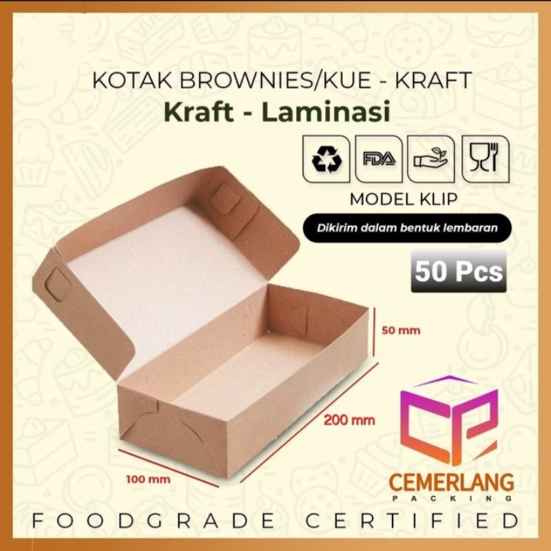 KOTAK BOX BROWNIES KRAFT COKLAT LAMINASI DONAT KUE PEMPEK SNACK ROTI