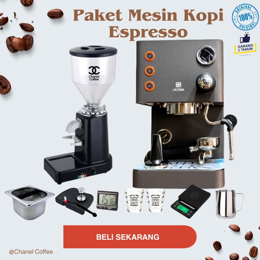 Paket Mesin Kopi Espresso LATINA ALTRO 2 + Grinder 019 Elektrik + Tools