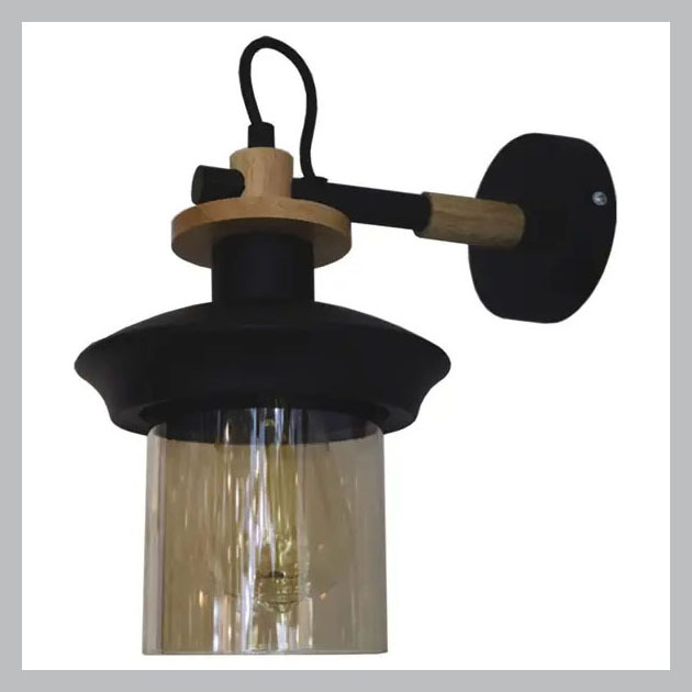 Lampu hias Dinding hitam besi kayu Vintage Retro Industrial classic modern minimalis elegan lighting
