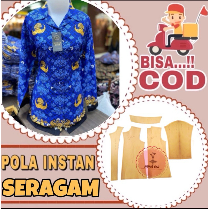 BISA COD ✔️ Pola baju instan seragam korpri kerah rever - pola jiplak seragam - pola jahit seragam s