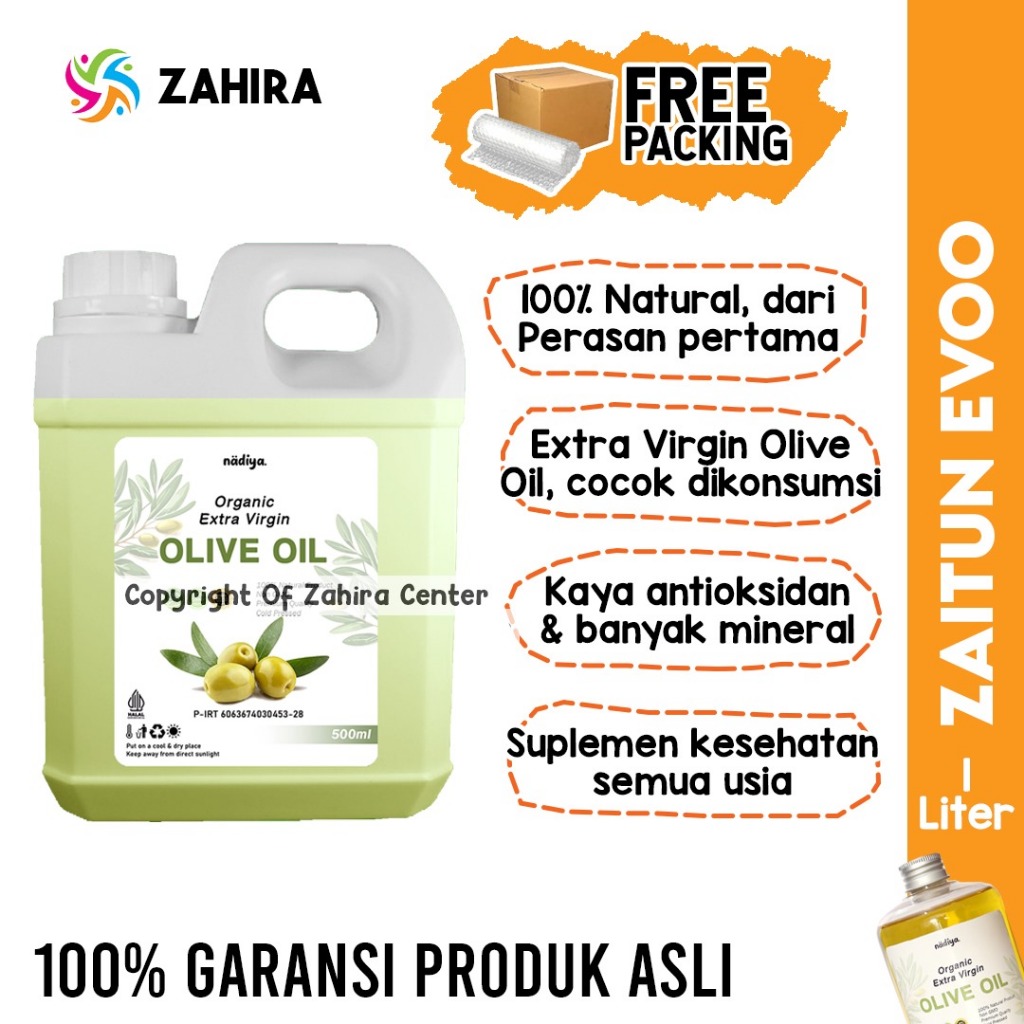 

Minyak Zaitun EVOO 1 LITER Kemasan Jerigen Premium Extra Virgin Olive Oil Natural Organic