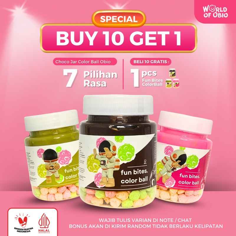 

PAKET BELI 10 GRATIS 1 [CB1S] - BUY 10 GET 1 FREE Choco Jar COLOR BALL - Bonus RANDOM Cemilan Topping Coklat Leleh