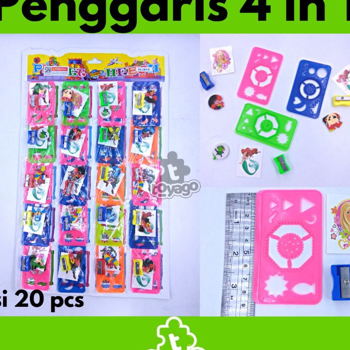 

UPGRADE Penggaris Set 4 in 1 Penggaris Set Lembaran isi 2 Pcs Grosir Murah penggaris 4 in 1 layar 2 toyago toys