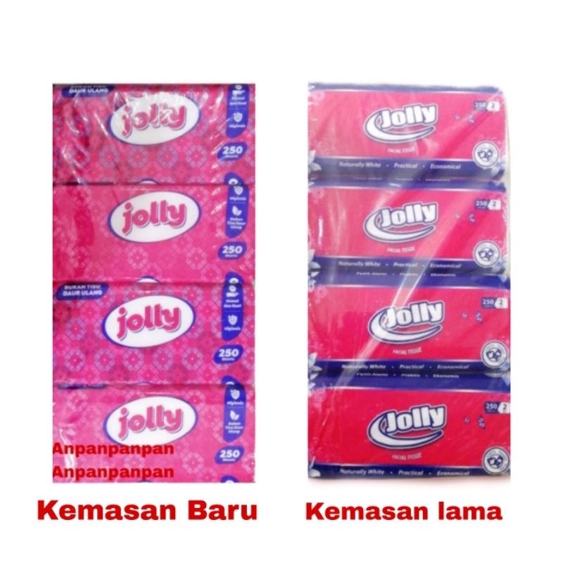 tissue jolly 1 pack isi 4 bks 250 sheets tisu wajah Facial Tissue 4 pcs x 250s
