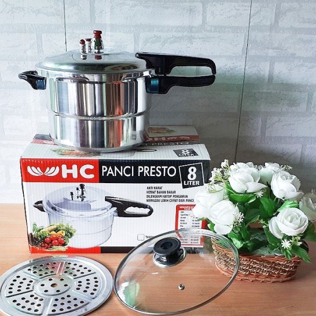 PRESTO HC  TD PRESTO HAPPY 8 LITER WITH STEAMER PRESTO STAINLESS HAPPY BAHAN SUPER TEBAL