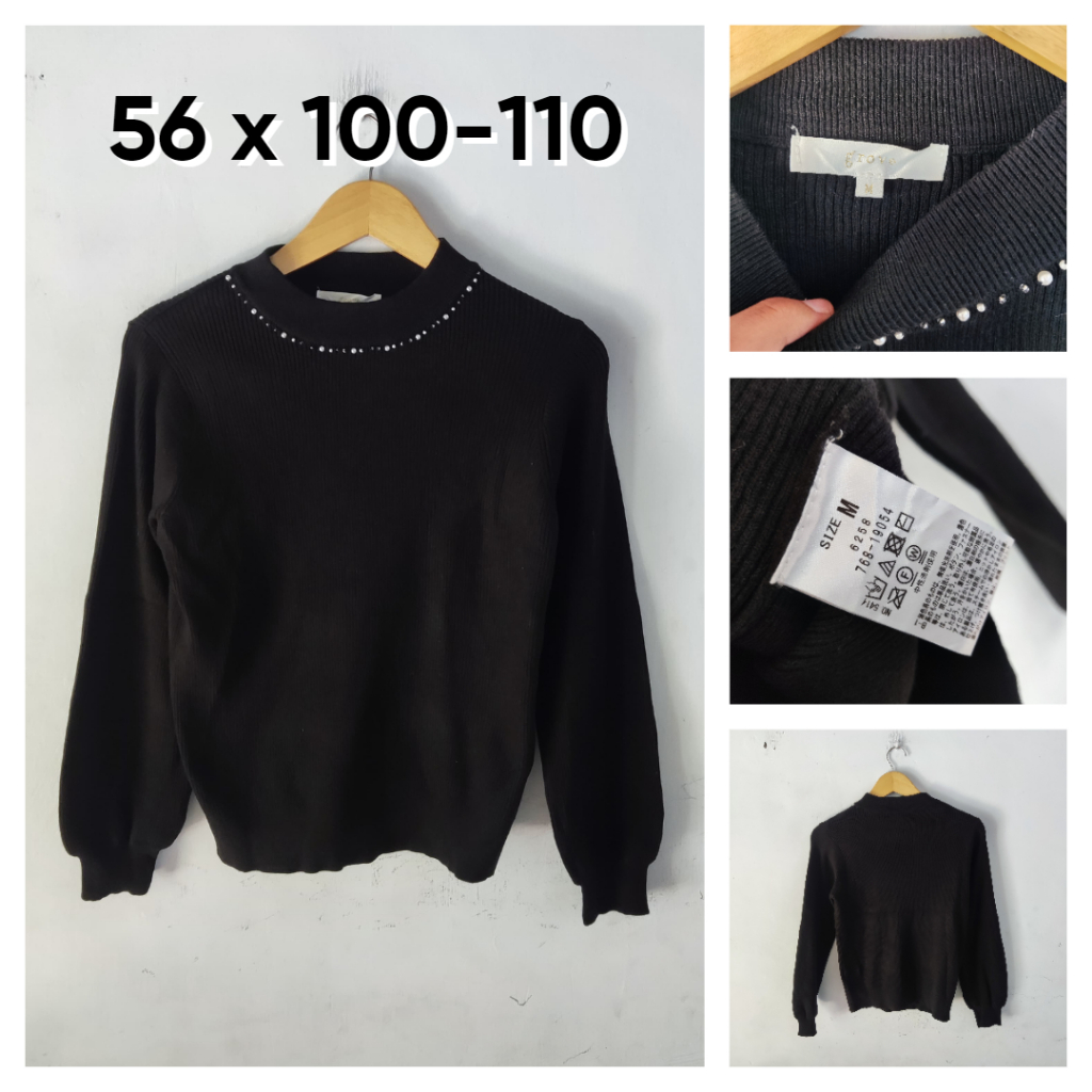 Sweater Lidi Knit By Grove Hitam Size M Wanita Atasan Cewek Outer Tebal ED163
