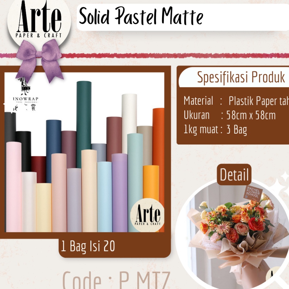 

CEPAT 2 Lembar Cellophane Solid Pastel Matte Kertas Buket Korea Bunga Flower Wrapping Paper Kado Arte Grosir Jakarta PMTZ