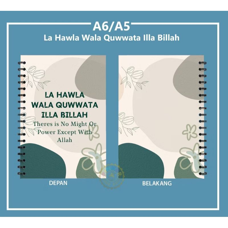 

BUKU TULIS NOTEBOOK A5 14,8 cm × 21.0 cm Jilid Spiral Isi GARIS LAA HAWLA