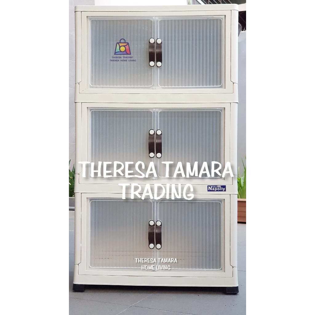 LEMARI PLASTIK NAPOLLY POLIBOX 346 SUSUN 3 - 6 PINTU MAGNETIK + RODA CONTAINER BOX