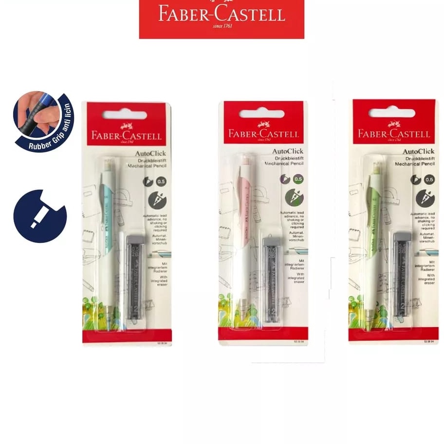 

Pensil Mekanik Auto Click 5 White Blister 3 Warna Gratis 1 Tube Refill