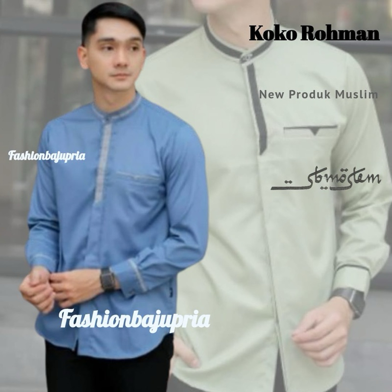 Kemeja Baju Koko Pria Lengan Panjang Koko Putih Lengan Panjang Terbaru baju koko Seragam Hadroh Koko