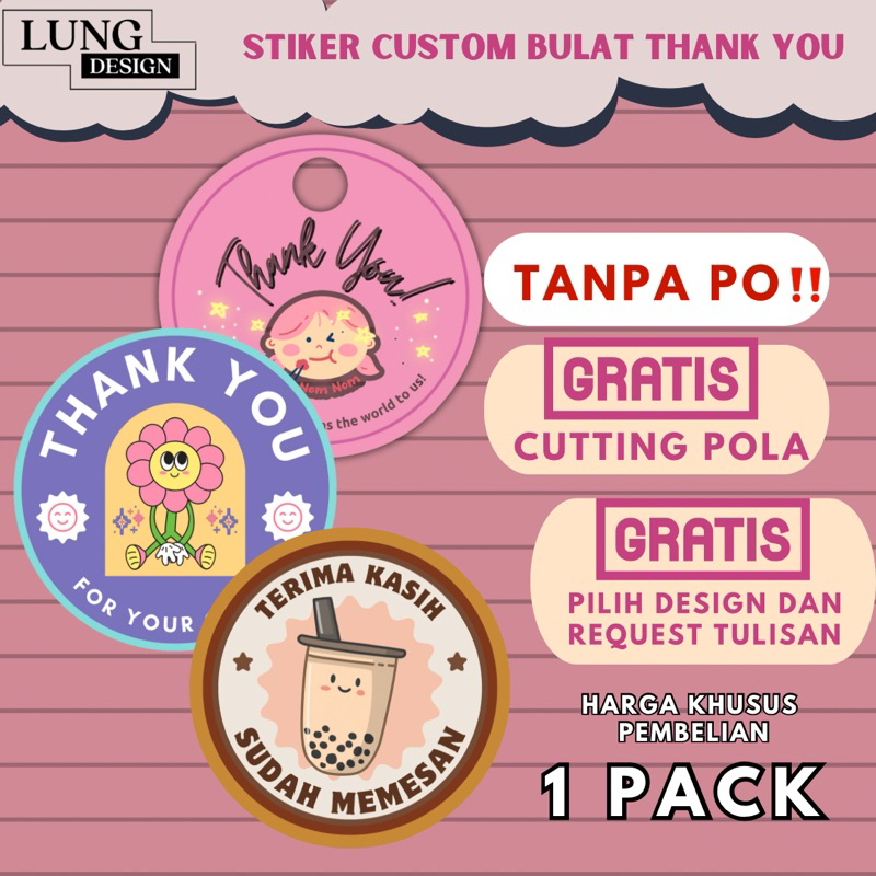 

[HARGA 1 PACK ] CETAK STIKER LABEL KEMASAN THANKYOU / STICKER CUSTOM BULAT LOGO THANK YOU FOR ORDER / STIKER TERIMA KASIH LABEL MAKANAN KUE CATERING KOTAK MAKAN BOTOL MINUM