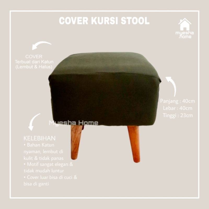 Cover Kursi Stool Kotak / Sarung Kursi Stool Kotak warna Hijau ARMY