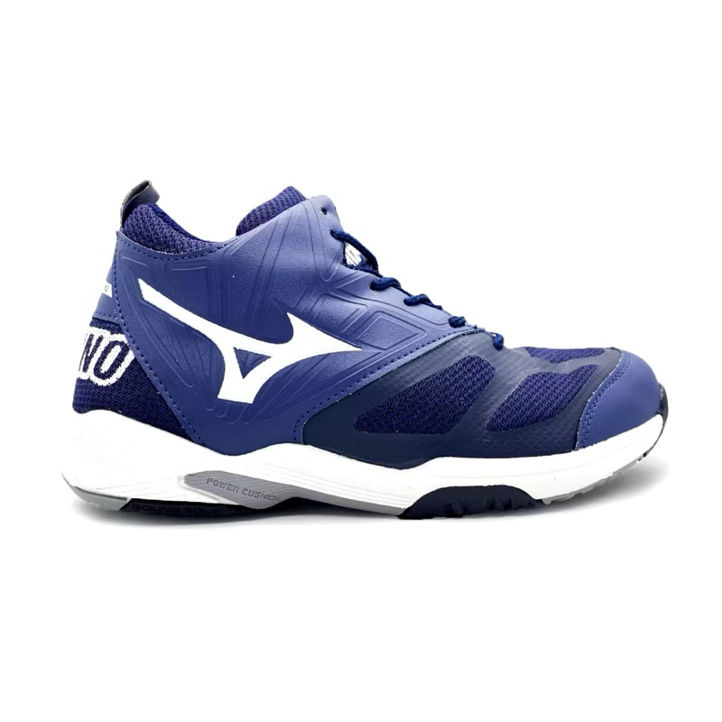 Sepatu olahraga Mizuno navi putih sepatu volly badminton