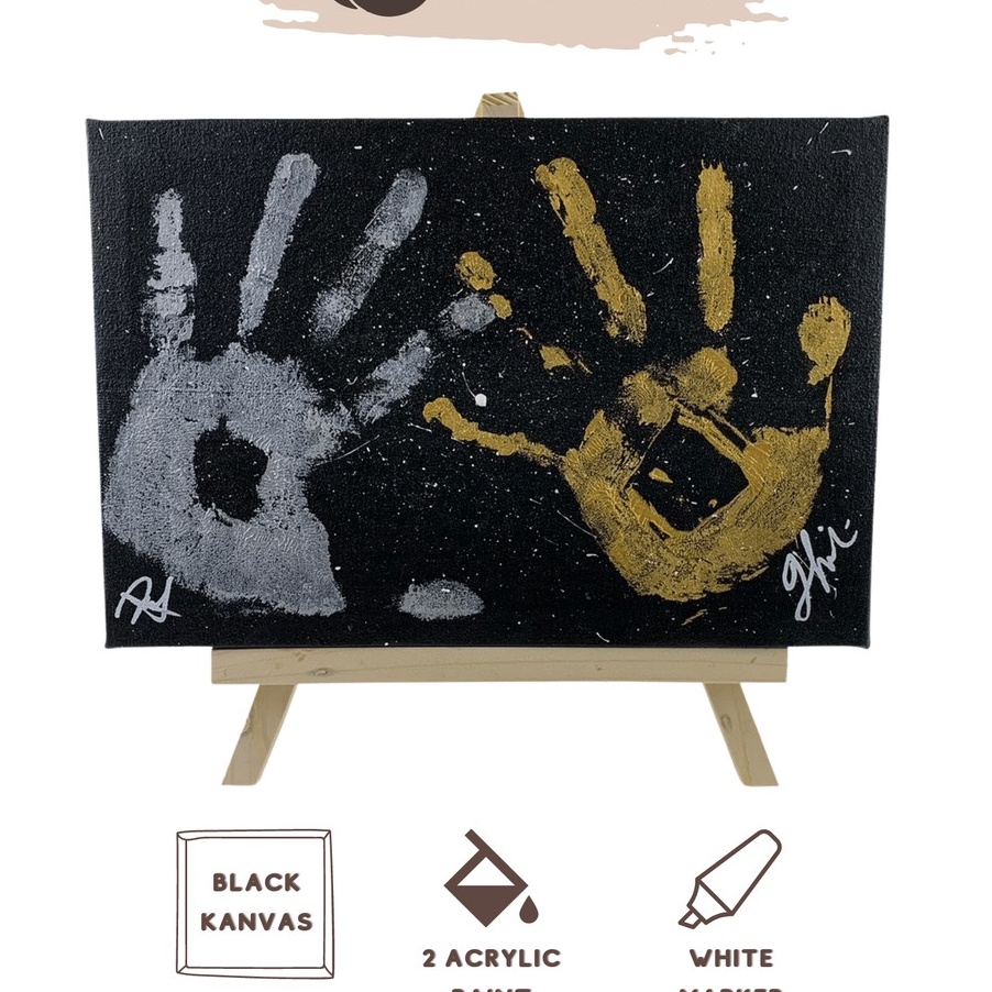 

PAKET HEMAT DIY Hand Printing Kit Hand Painting Kit Couple Kanvas Cap Tangan Couple Canvas Lukis