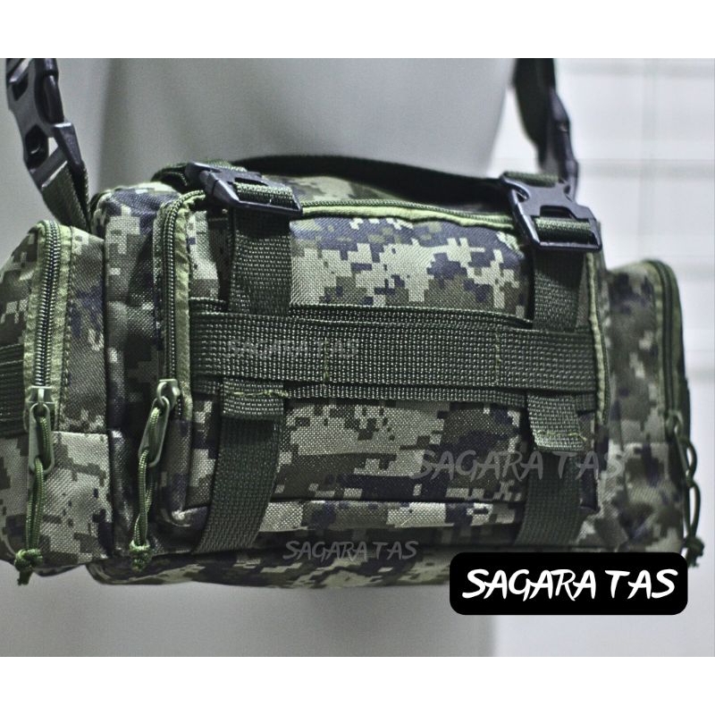 SAGARA Tas Slempang Pria Army Tabung Slingbag Tactical Military