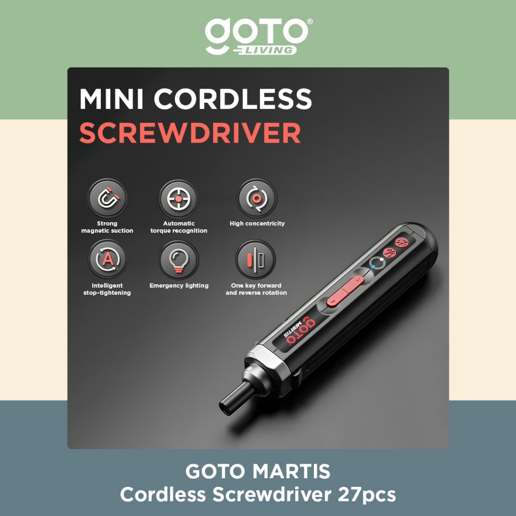 Goto Martis Mini Cordless Electric Screwdriver Set Mata Obeng Listrik