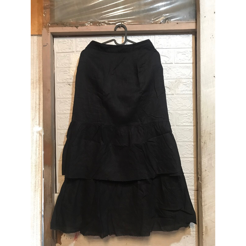 preloved rok wanita umpak rempel 2 susun warna hitam