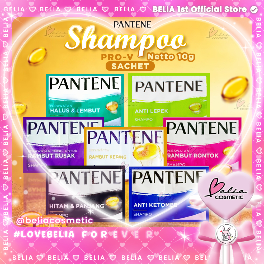 ❤ BELIA ❤ PANTENE Pro-Vitamin Shampoo 10g Sachet | Perawatan Rambut Rusak | Hitam Glow | Anti Ketomb