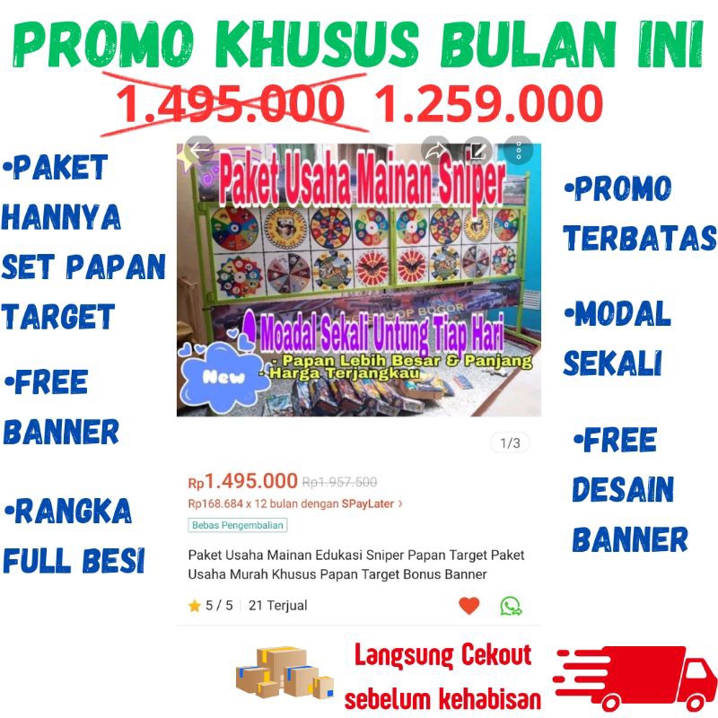 Paket Usaha Mainan Edukasi Sniper Papan Target Paket Usaha Murah Khusus Papan Target Bonus Banner