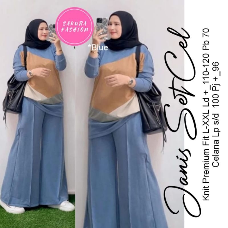 SETELAN BLOUSE WANITA JUMBO/JANIS/ONESET BLOUSE WANITA KNIT PREMIUM JUMBO LD 120 CM FIT XXL