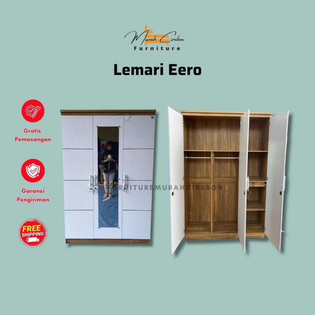Lemari 3 Pintu Eero Series - Lemari Pakaian 3 Pintu Minimalis - Lemari Olimpic Murah