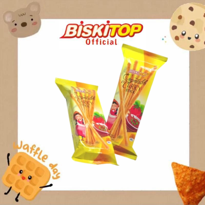 

BISKITOP OFFICIAL - CURRY STICK (60 Gram) Biskuit kue kering Stik Renyah enak dan murah Biskuit rasa