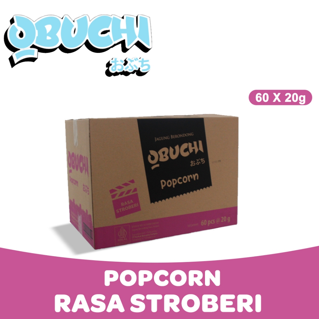 

1 KARTON Obuchi Popcorn Rasa Stroberi - Jagung Berondong