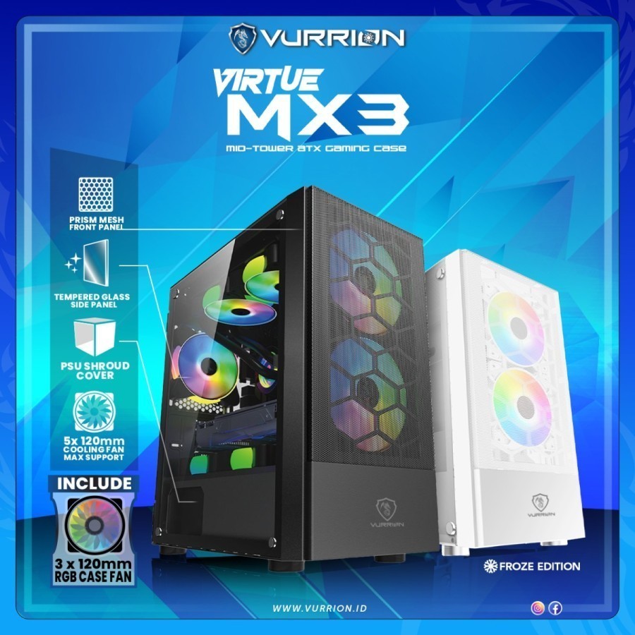 Vurrion Virtue MX3 Gaming Case - Tempered Glass Casing