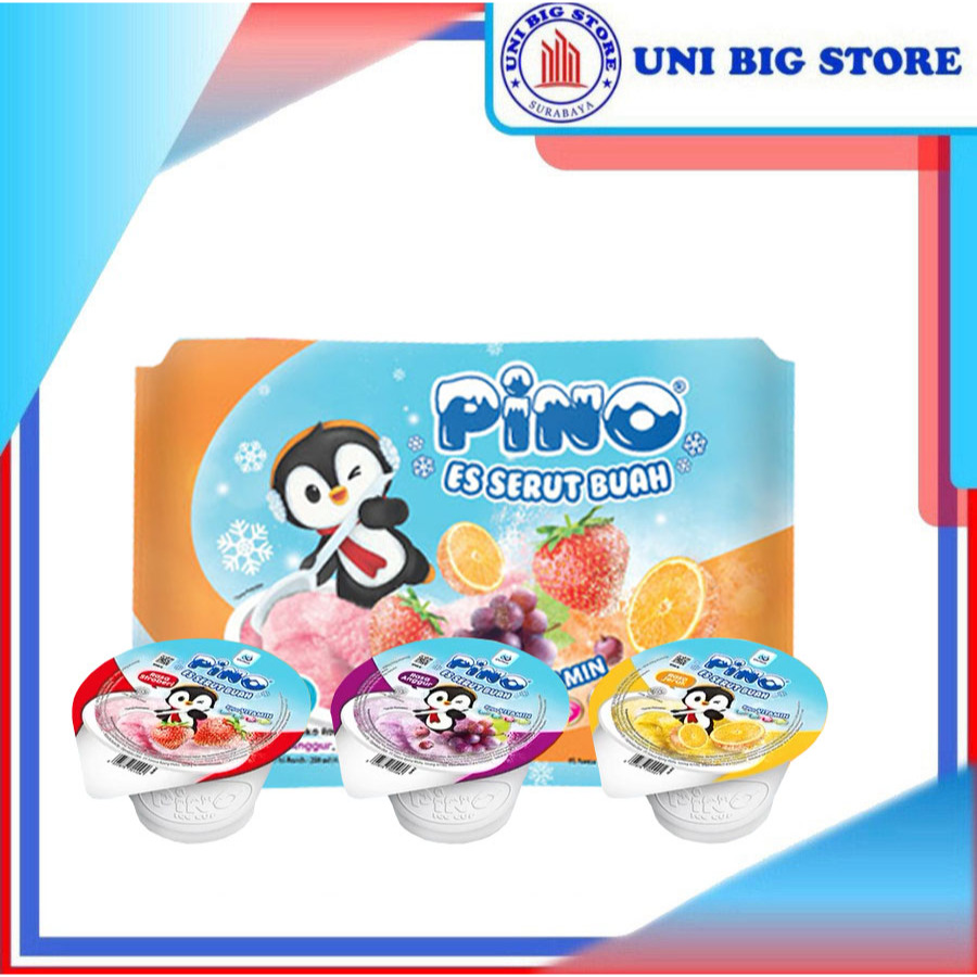 

Pino Es Serut Buah Stroberi Anggur Jeruk 4 cups x 40 ml BAG